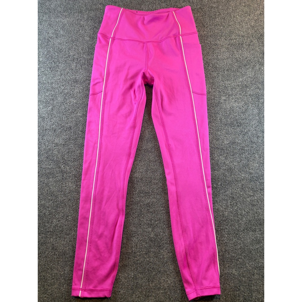 Victoria's Secret Pink High Waisted Athletic Leggings White Piping Pockets XS S